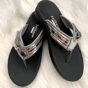 SOLLBEAM Orthotic Comfort Thong Style Flip Flops Sandals EU37 USA6 Silver